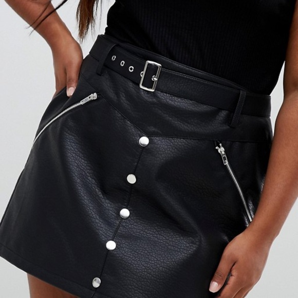 ASOS Curve Dresses & Skirts - ASOS DESIGN Curve Leather Look Mini Skirt Size 18